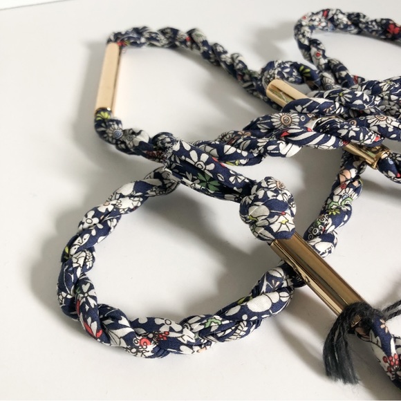 NWT J. Crew Liberty Junes Meadow Lawn Blue lariat belt brass - Picture 4 of 9